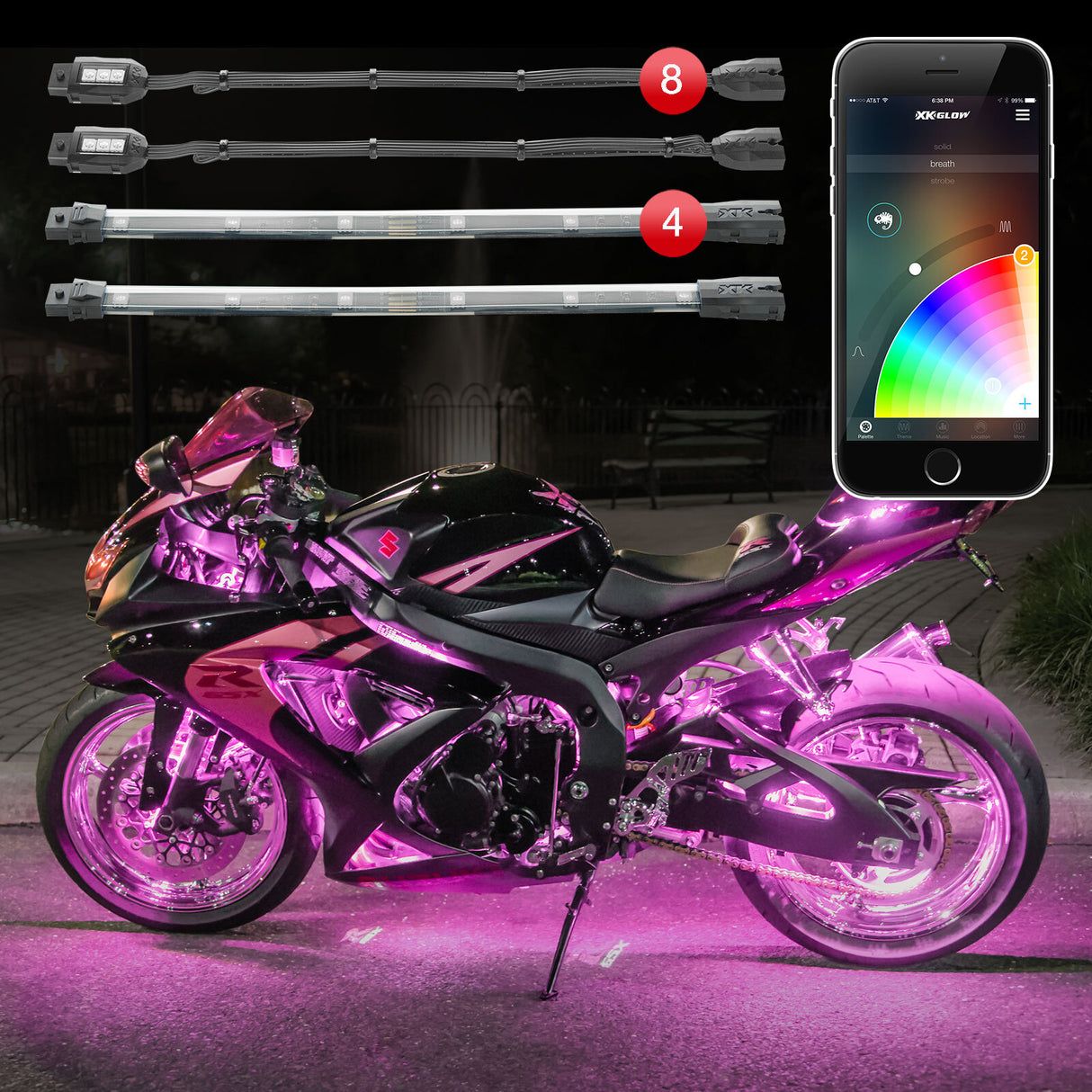 XK GLOW KS-MOTO-STANDARD Standard Accent Light App Kit for Motorcycle