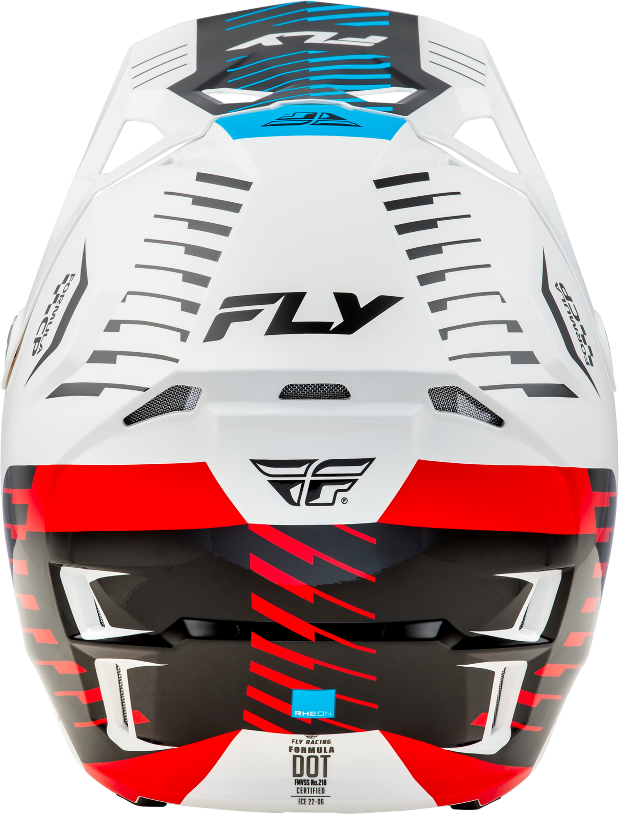 Fly Racing Youth Formula CP Slice Helmet White/Red/Cyan YL - Lightweight DOT & ECE Approved Motorcycle Helmet for Youth Riders