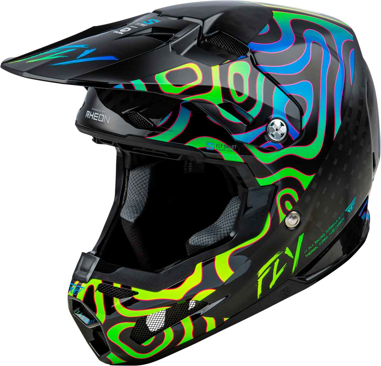 Fly Racing Yth Formula S Carbon Helmet - Black, Blue, Yellow for Youth Off-Road and Motocross Vehicles