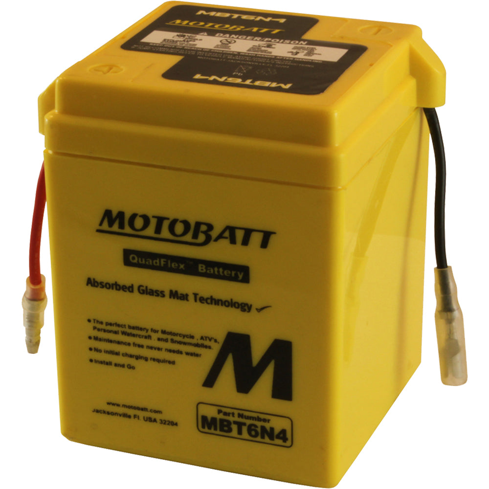 Motobatt MBT6N4 Quadflex Sealed AGM Motorcycle Battery for Cruiser and Touring Bikes