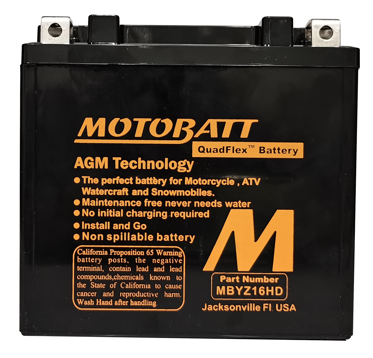 MOTOBATT Mbyz16hd Sealed AGM Battery with Quadflex Technology — Fits Harley Davidson Touring Models and More