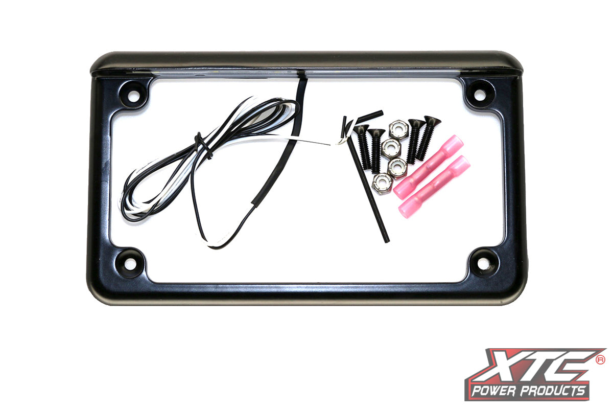 XTC Power Products LF-6BK Black 6-Inch License Plate Frame with LED Lights for Select Vehicles