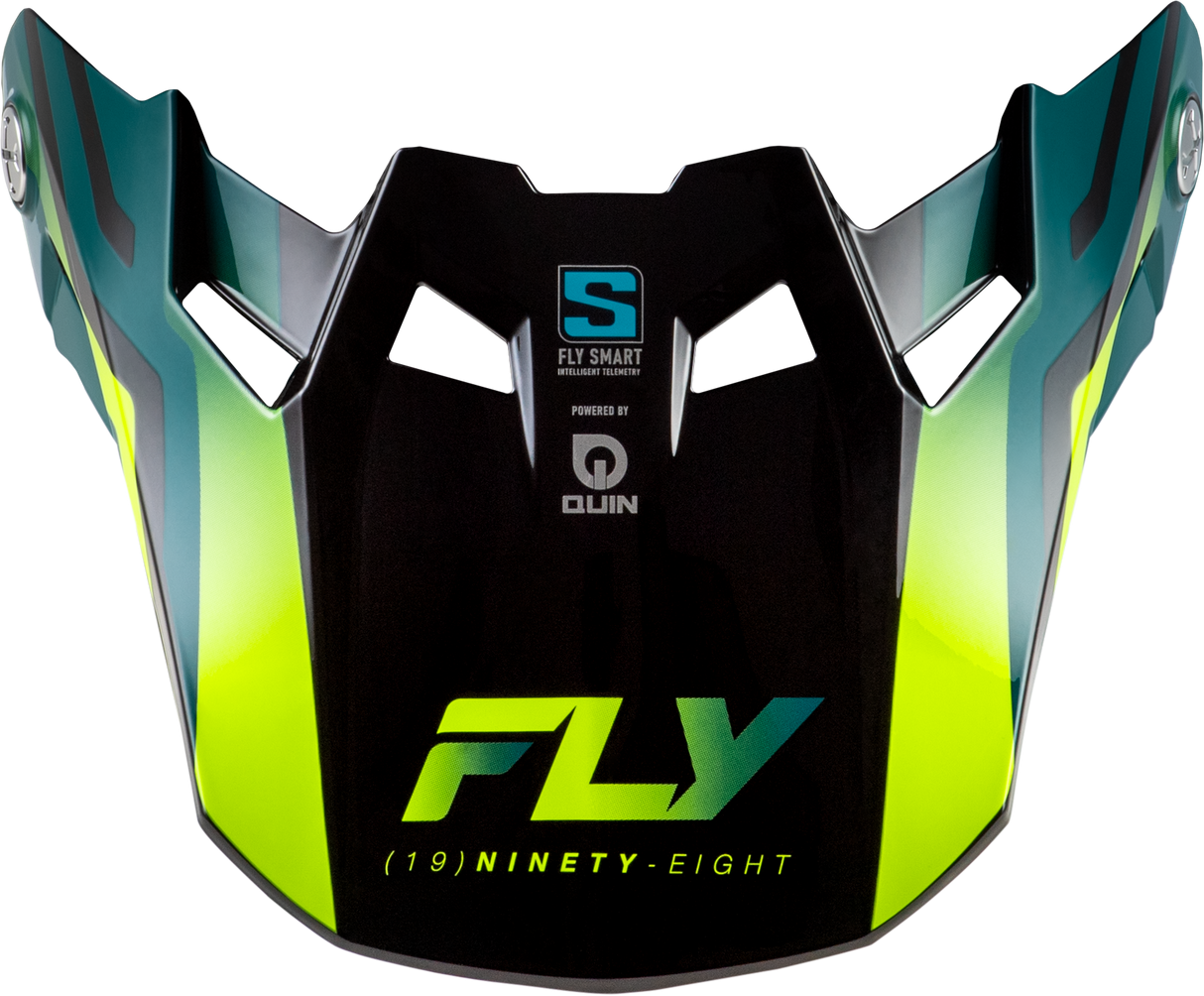 FLY Racing Formula S Carbon Byte Visor for Formula S, Formula CC, and Formula CP Helmets - Black Carbon with Teal and Lime Accents