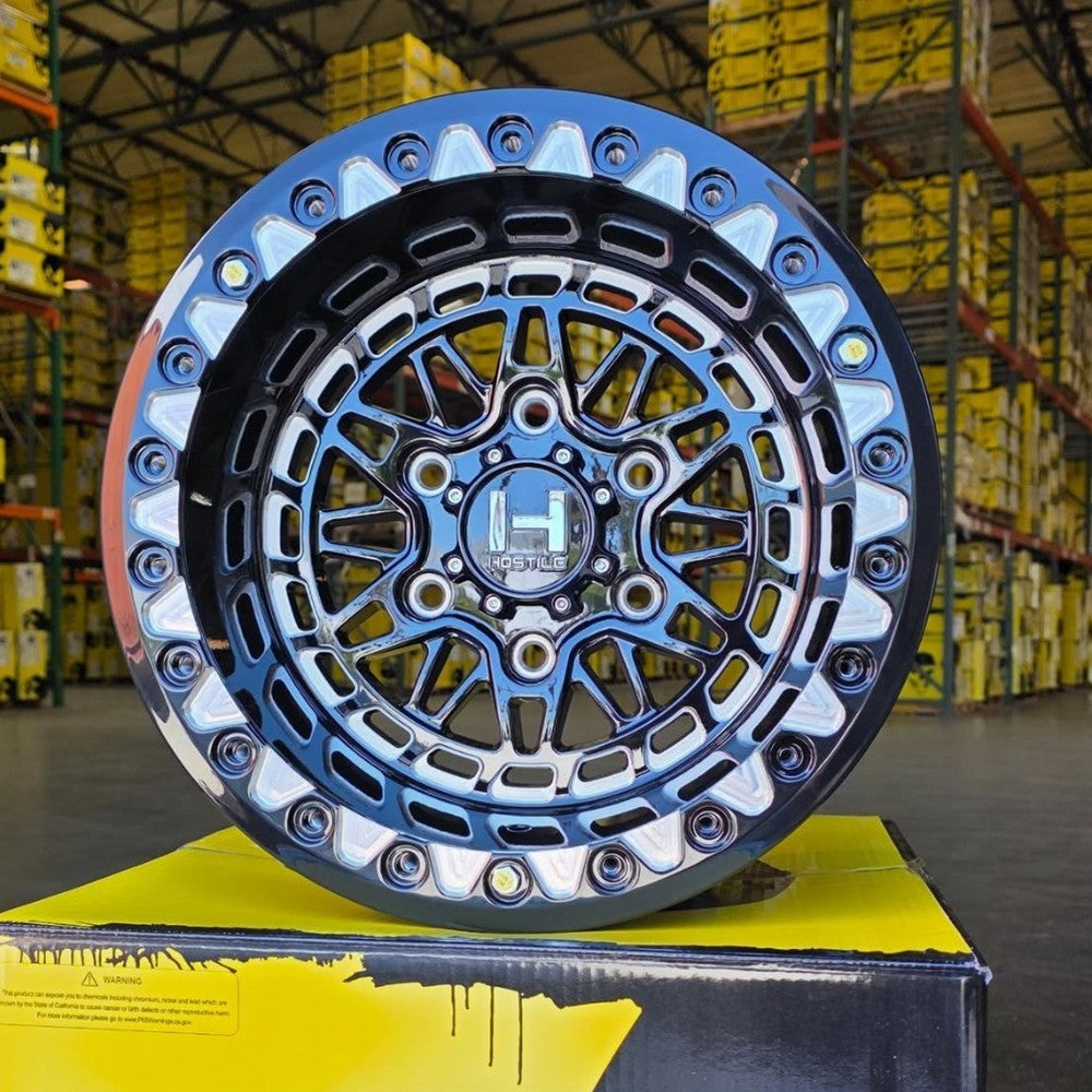H350 Hostile Apex Gloss Black & Milled UTV BEADLOCK Wheel 6x5.5