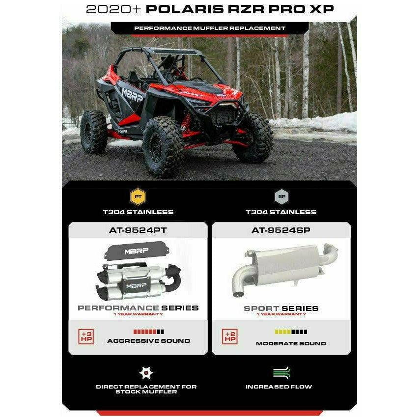 MBRP Polaris RZR PRO XP Performance Series Dual Slip On Exhaust