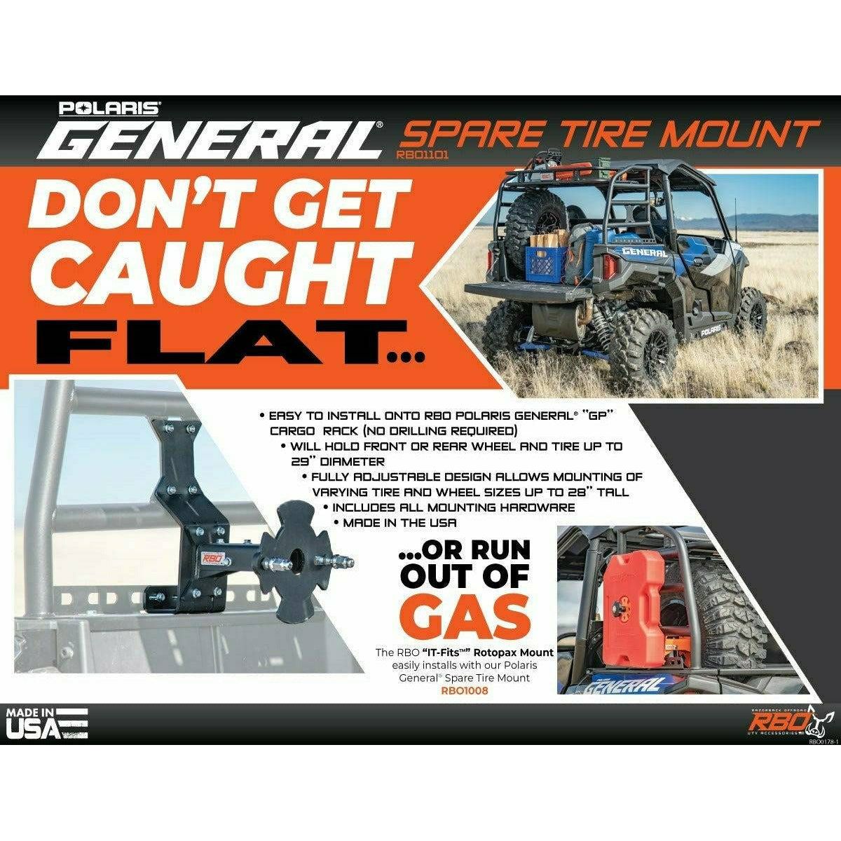 Razorback Offroad Polaris General Spare Tire Mount