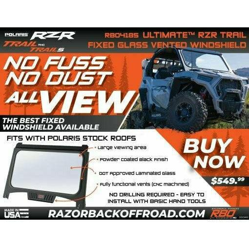 Razorback Offroad Polaris RZR Trail Vented Glass Windshield
