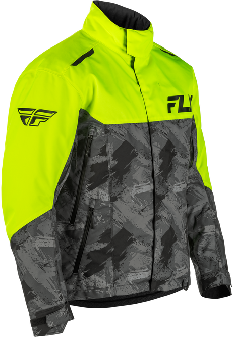 Fly Racing Youth SNX Pro Jacket Hi Vis/Black YXS - Weatherproof Motorcycle Jacket with Removable Thermal Liner for Youth Riders