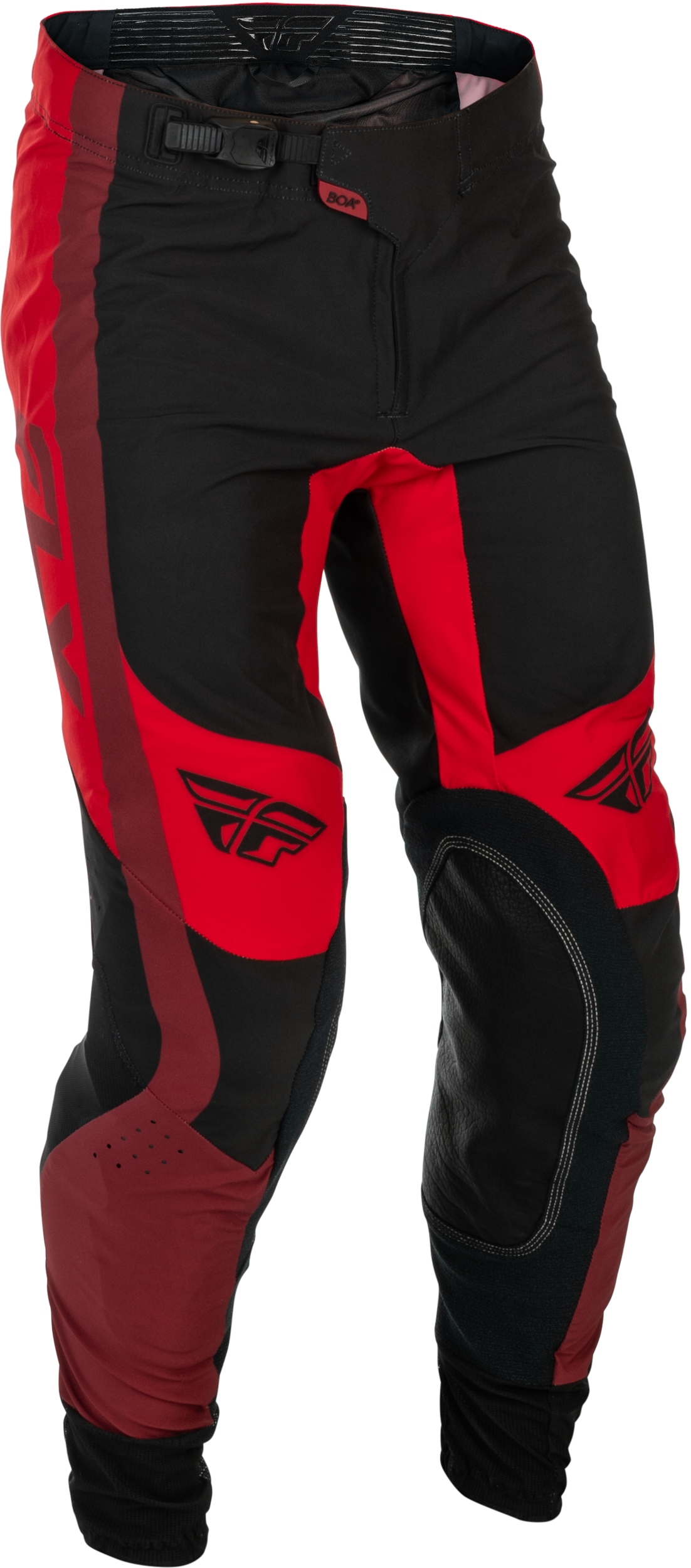 Fly Racing Lite Pants Black/Red Size 28 – Lightweight Motorcycle Riding Pants with CE Knee Armor and Mesh Ventilation for Off-Road and Motocross Vehicles