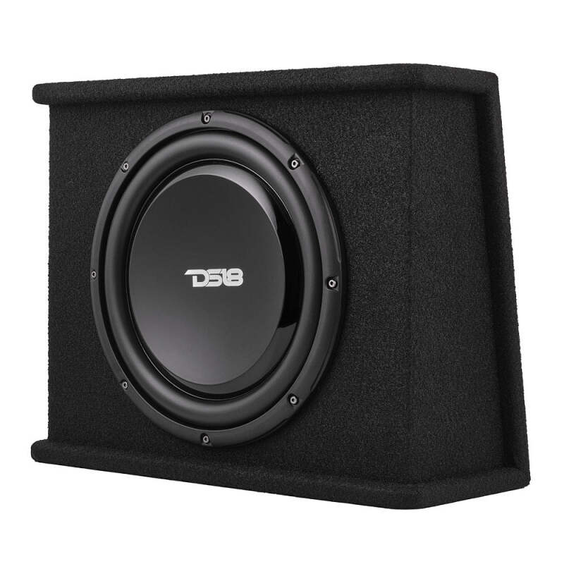 DS18 SB12A 12-Inch Shallow Subwoofer with Enclosure and 350W RMS Amplified System for Car Audio