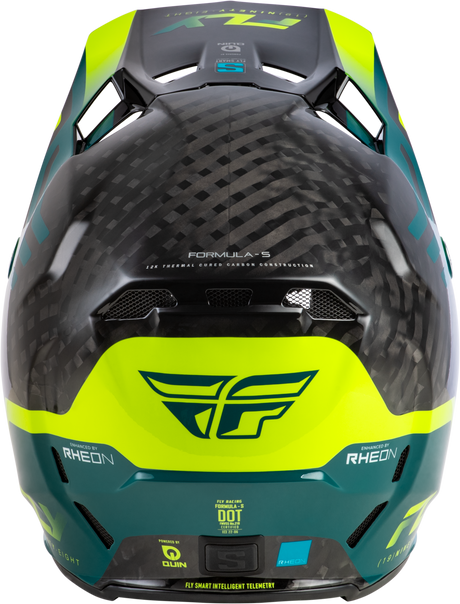 Fly Racing Formula S Carbon Byte Helmet for Motorcycle and ATV – Black Carbon/Teal/Lime, Medium