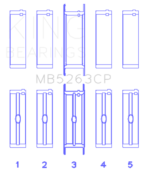 King Engine Bearings Ford Eng 445 T/Dies Crankshaft Main Bearing Set (Set of 5)