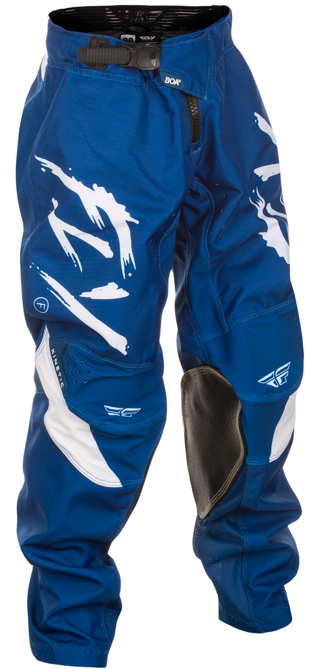 Fly Racing Youth Kinetic Stoke Offroad Pants Navy/White Size 26 with Ventilated Multi-Panel Construction