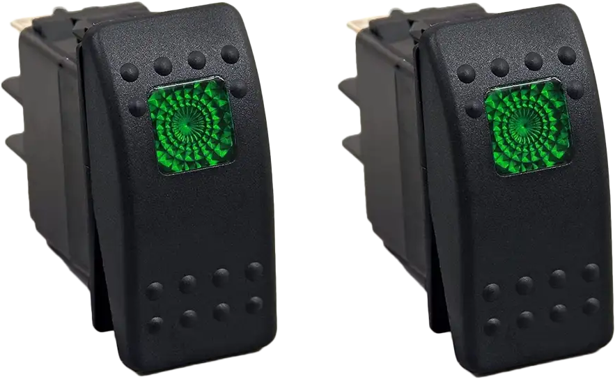 OPEN TRAIL Lighted Rocker Switch Green for 12-24 Volt Vehicles - Part Number SM106-005G