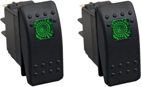 OPEN TRAIL Lighted Rocker Switch Green for 12-24 Volt Vehicles - Part Number SM106-005G