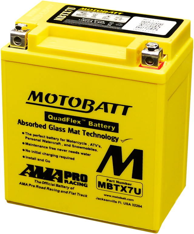 Motobatt MBTX7U Sealed AGM Battery for Motorcycle, ATV, and Powersports Vehicles