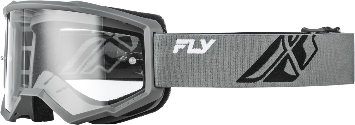 Fly Racing Youth Focus Goggle Grey/Black with Clear Lens - Universal Fit for Youth and Adults
