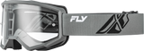 Fly Racing Youth Focus Goggle Grey/Black with Clear Lens - Universal Fit for Youth and Adults