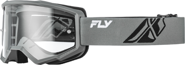 Fly Racing Youth Focus Goggle Grey/Black with Clear Lens - Universal Fit for Youth and Adults