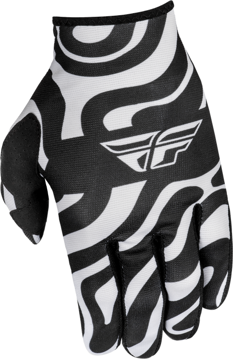 Fly Racing Youth Lite Abyss Gloves White/Black YM - Lightweight Race Gloves for BMX, Motocross & Off-Road Vehicles