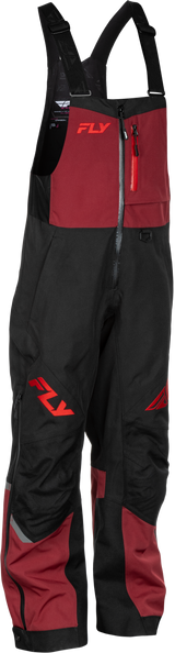 Fly Racing Women's Carbon Bibs Merlot/Red – Weatherproof Snow and Ski Bibs for Women, Size XS