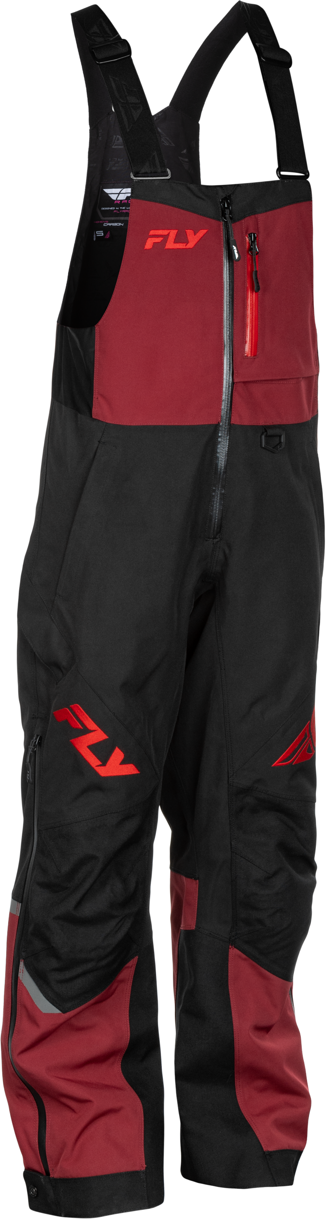 Fly Racing Women's Carbon Bibs Merlot/Red – Snowmobile Bibs with Weatherproof Technology, for Arctic and Mountain Vehicles