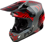 Fly Racing Youth Formula CP Slice Helmet Grey/Red/Black - DOT & ECE Approved, Impact-Absorbing Design for Off-Road & Motocross