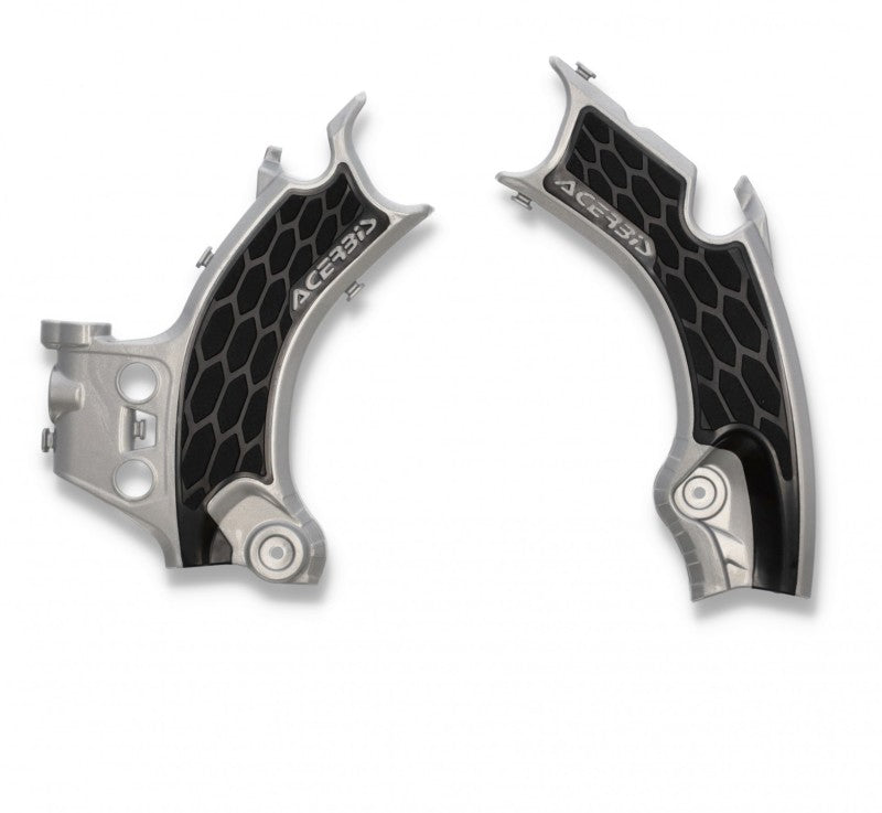 Acerbis 2911441015 X-Grip Frame Guards for Honda CRF250R, CRF250RX, CRF450R, RX, and CRF450R-S – Silver/Black