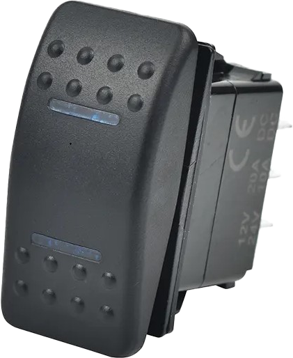 OPEN TRAIL Lighted Rocker 3-Position Switch with Blue Illumination - 12-24 Volt Compatibility