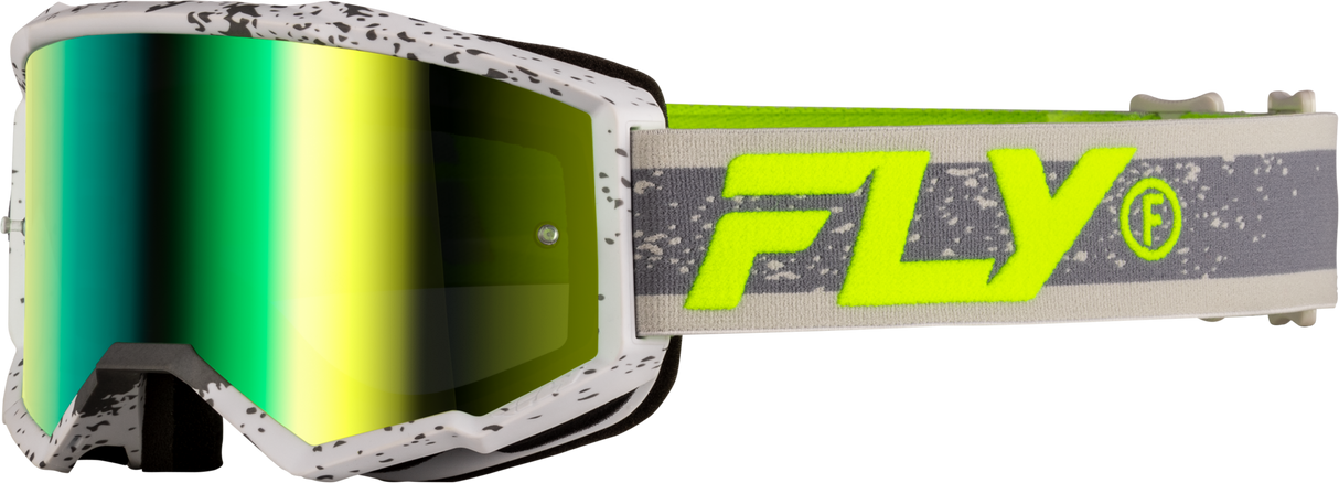 Fly Racing Yth Zone Goggle Dark Gray/High Visibility with Iridescent Green Mirror Lens for ATV, Motocross, and Off-Road Vehicles