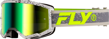 Fly Racing Yth Zone Goggle Dark Gray/High Visibility with Iridescent Green Mirror Lens for ATV, Motocross, and Off-Road Vehicles