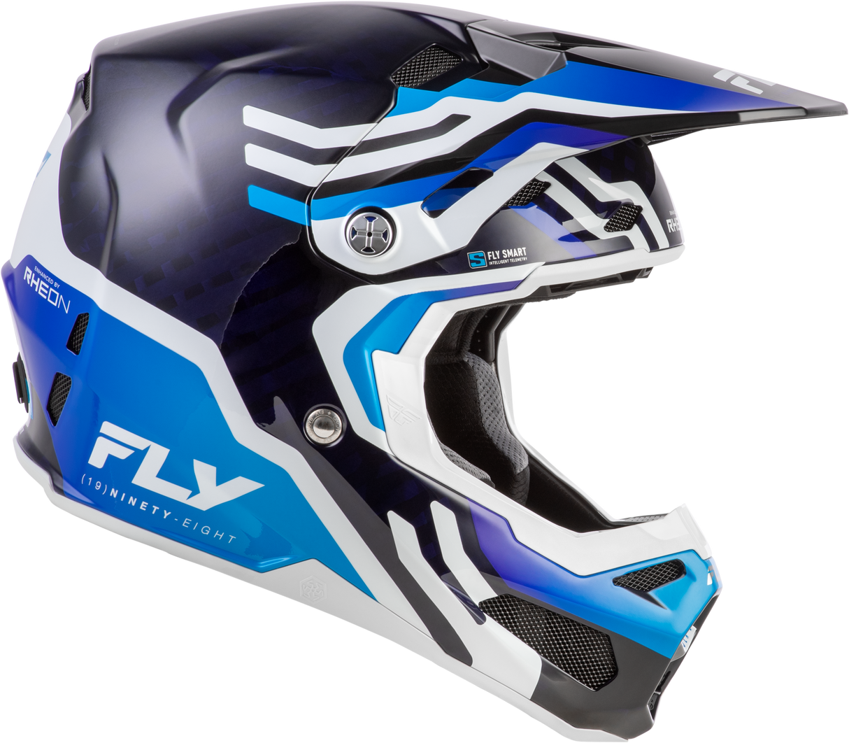 Fly Racing Formula S Carbon Byte Helmet Blue Carbon/Blue/White for Motocross and Off-Road Vehicles