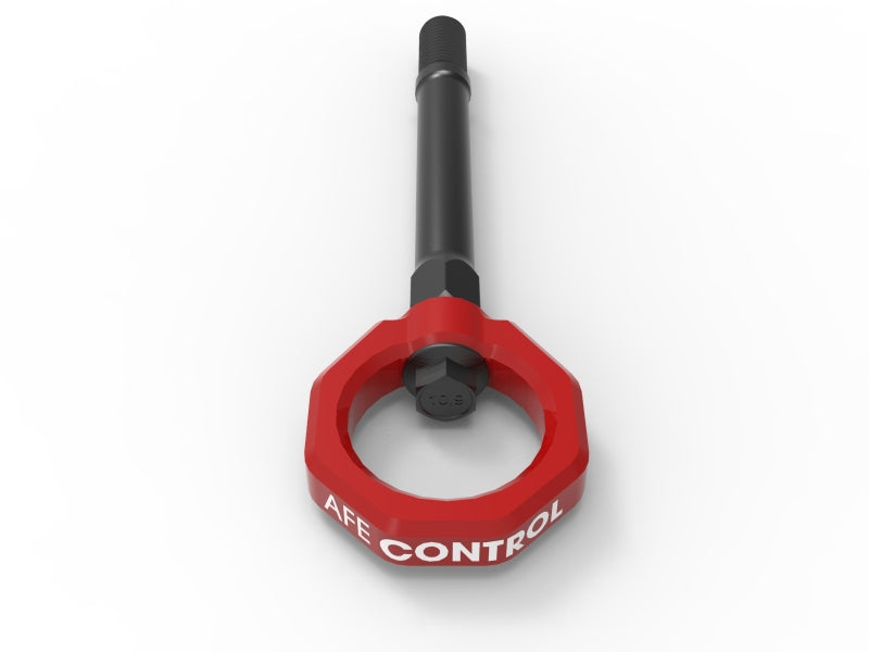 aFe CONTROL Front Tow Hook with Red Powder Coat for Chevrolet Corvette C8 (2020-2024) - Part #450-401014-R