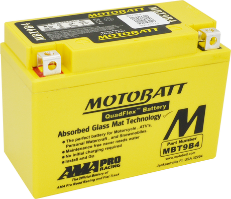 Motobatt MBT9B4 Quadflex Sealed AGM Battery for Motorcycle and Powersports Vehicles
