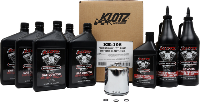 Klotz Premium Harley Davidson 4-Quart Synthetic Oil Change Kit with Filter and O-Rings