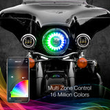 XK GLOW 7-inch XKchrome RGB Headlight with Switchback Function for Harley Davidson and Motorcycle Fits