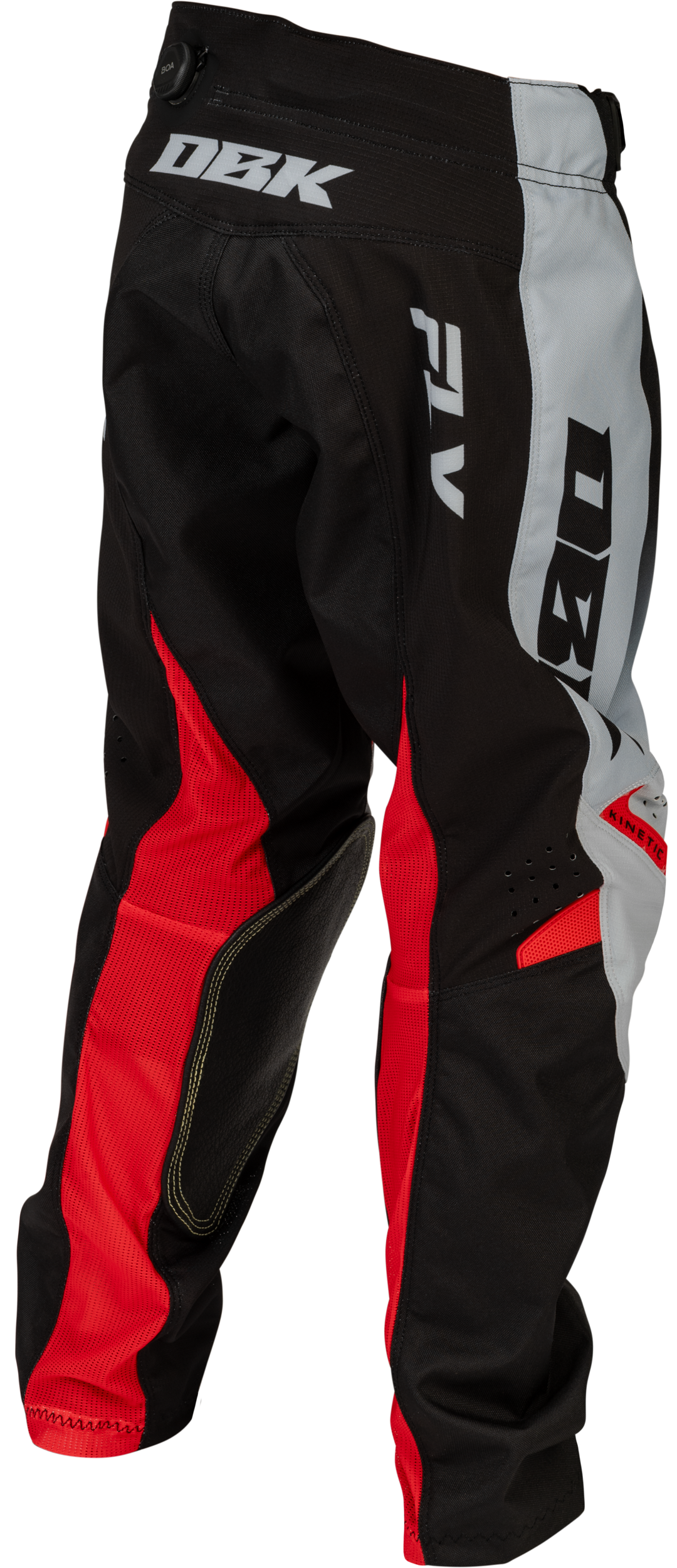 Fly Racing Youth Kinetic DBK Pants for Motocross – Grey/Black/Red, Size 24 – Durable and Comfortable Motorcycle Pants with Mesh Liner and Adjustable Fit
