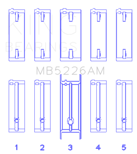 King Engine Bearings Mazda 626 F8 (Size +0.50mm) Main Bearing Set