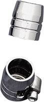 DRAG SPECIALTIES Grooved Hose Ends with Clamp - Chrome Finish for 3/8 Inch Oil and Gas Lines