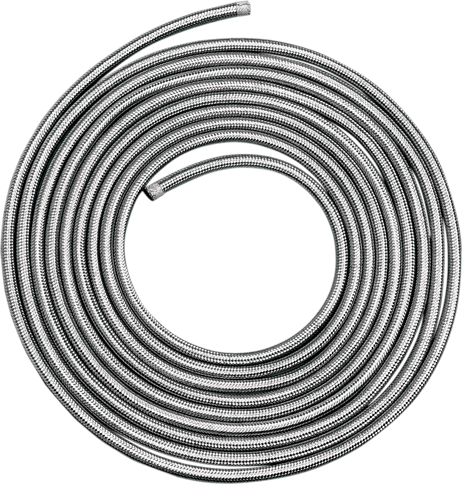 DRAG SPECIALTIES Braided Oil and Fuel Hose 5/16 inch x 25 feet - Stainless Steel - Part Number 096613-BX-LB6 for Harley Davidson and Cruiser Motorcycles