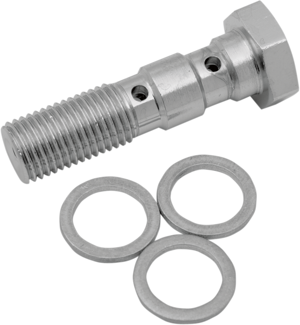 Drag Specialties Banjo Bolt - 3/8-24 - Dual - Fits Harley-Davidson XL Models and Big Twins