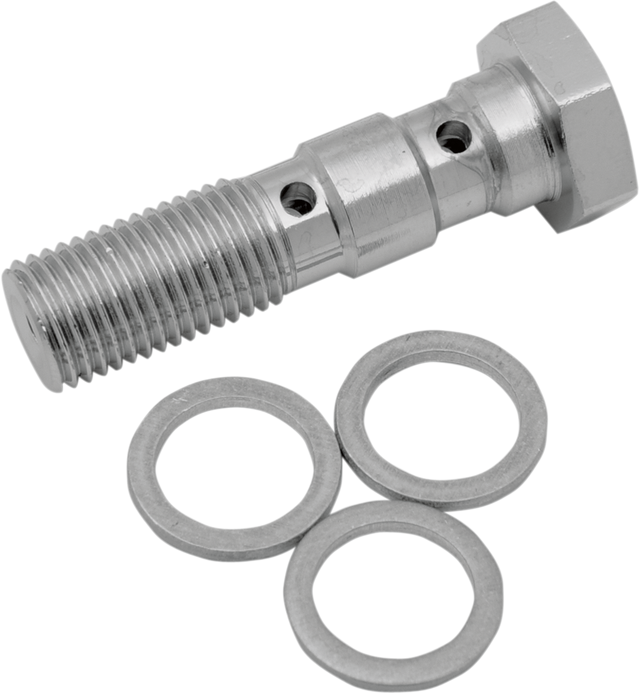 Drag Specialties Banjo Bolt - 3/8-24 - Dual - Fits Harley-Davidson XL Models and Big Twins