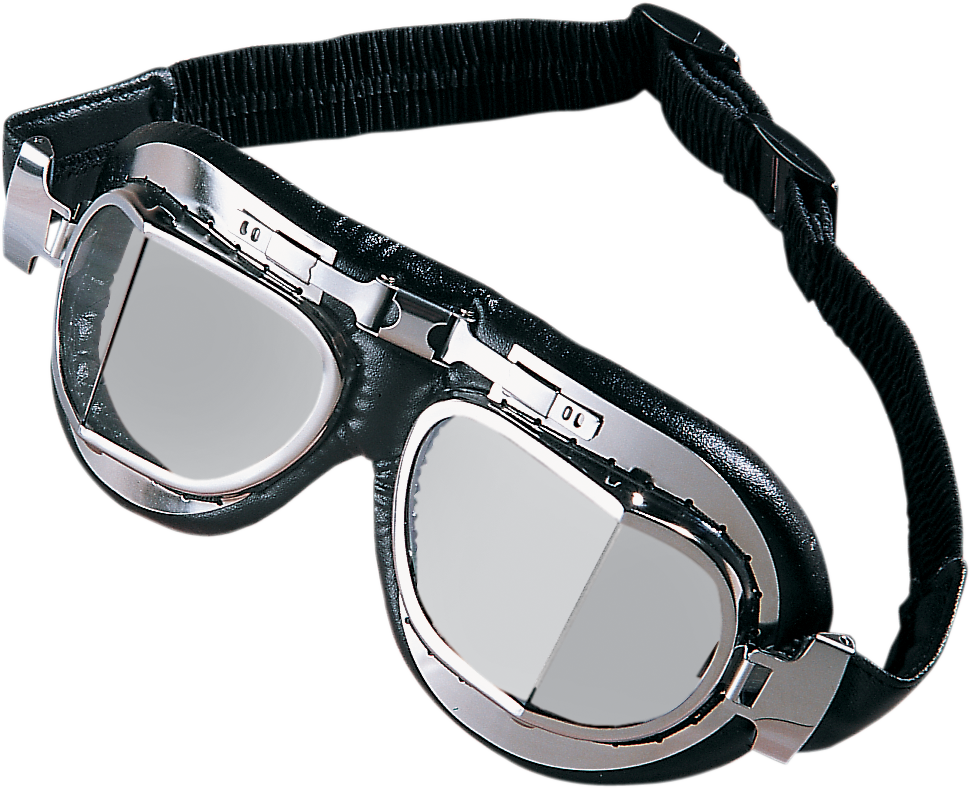 DRAG SPECIALTIES Red Baron Goggle with Tinted Lens - Stainless Steel Frame for Motorcycle Helmets