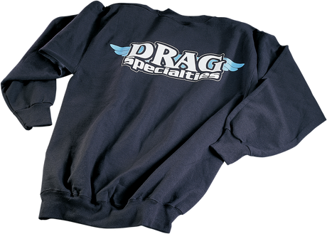 Drag Specialties Black Crewneck Sweatshirt Model 111826 for Cruiser and Touring Motorcycles