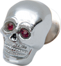 Drag Specialties Skull with Red Eyes - Small Chrome Badge Part #74401R for Harley-Davidson Motorcycles