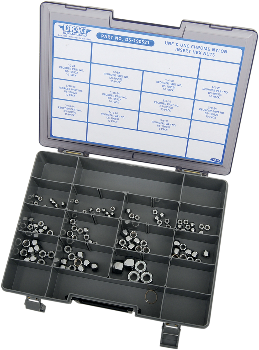 Drag Specialties MK201 Nylon Insert Nut Assortment Kit for Motorcycles and Custom Vehicles