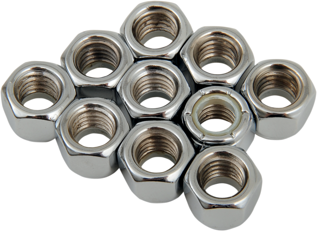 DRAG SPECIALTIES Nylon Chrome Insert Nuts - 3/8"-16, Part Number MPB277, for Harley-Davidson and V-Twin Motorcycles