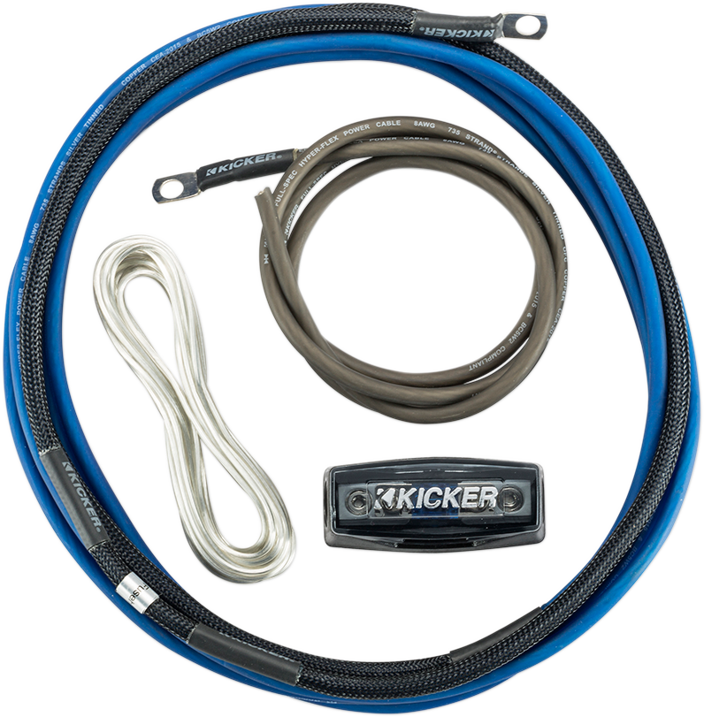 KICKER 8 Gauge Amplifier Install Kit 46PK8 with Power, Ground, and Remote Wires for Car Audio Systems