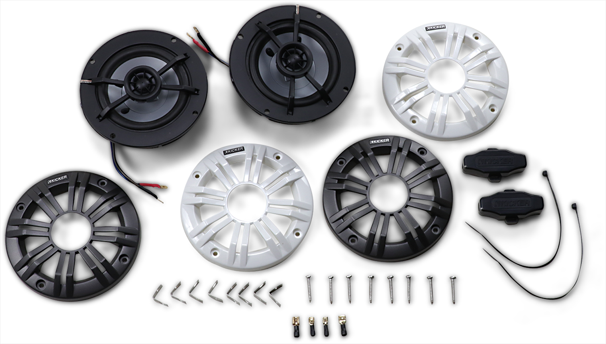 KICKER All-Weather 4-Inch 2-Way 2 Ohm Speakers 45KM42 – Ideal for Vehicle Marine and ATV Applications