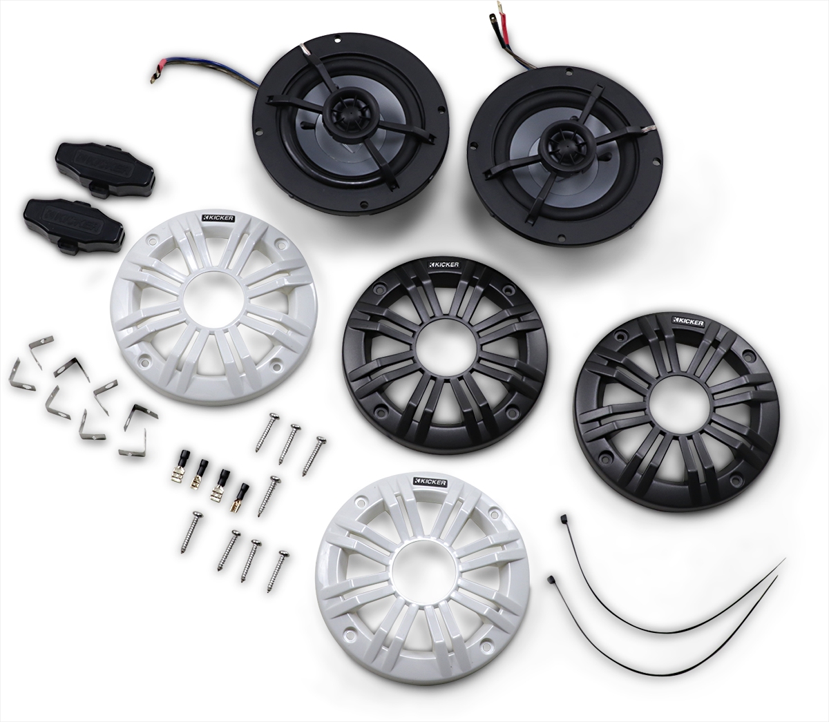 KICKER All-Weather 4-inch 2-Way 4 Ohm Speakers 45KM44 for Marine and Off-Road Vehicles